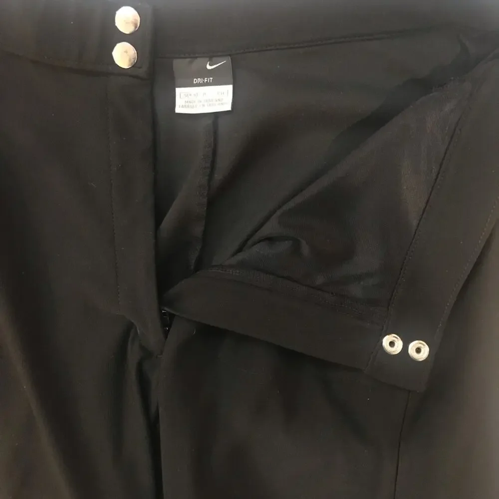 Nike Dri-fit Crop Capri Pants Single Pocket Double Snap Zip Closure Black Small - Picture 3 of 9